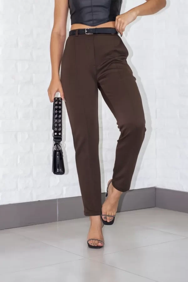 Calça de luxo Lady Griffe Marrom