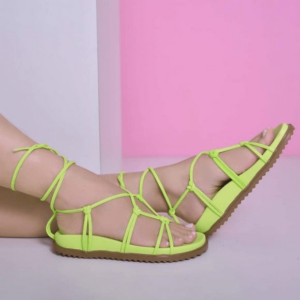 Sandália Papete Tiras Amarração Lemon